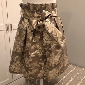 Alice & Olivia gold brocade mini skirt